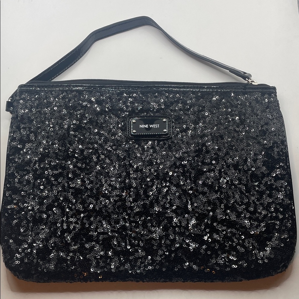 Nine West Black Sequin Evening Bag/ clutch bag